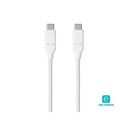 Monoprice Essentials USB Type-C to Type-C 2.0 Cable - 480Mbps_ 5A_ 30/26AWG_ Whi 27906